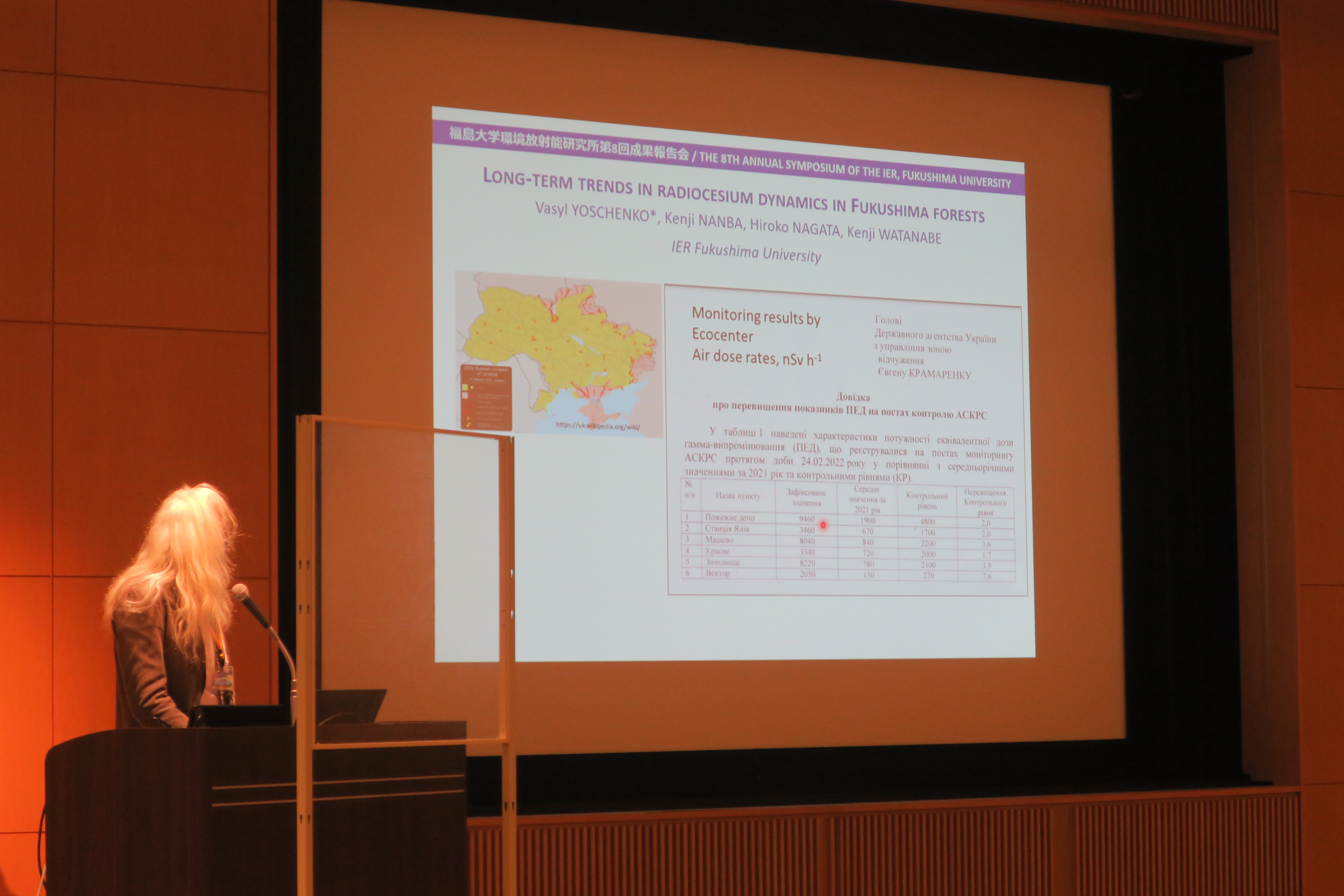 Prof. Yoschenko giving a presentation