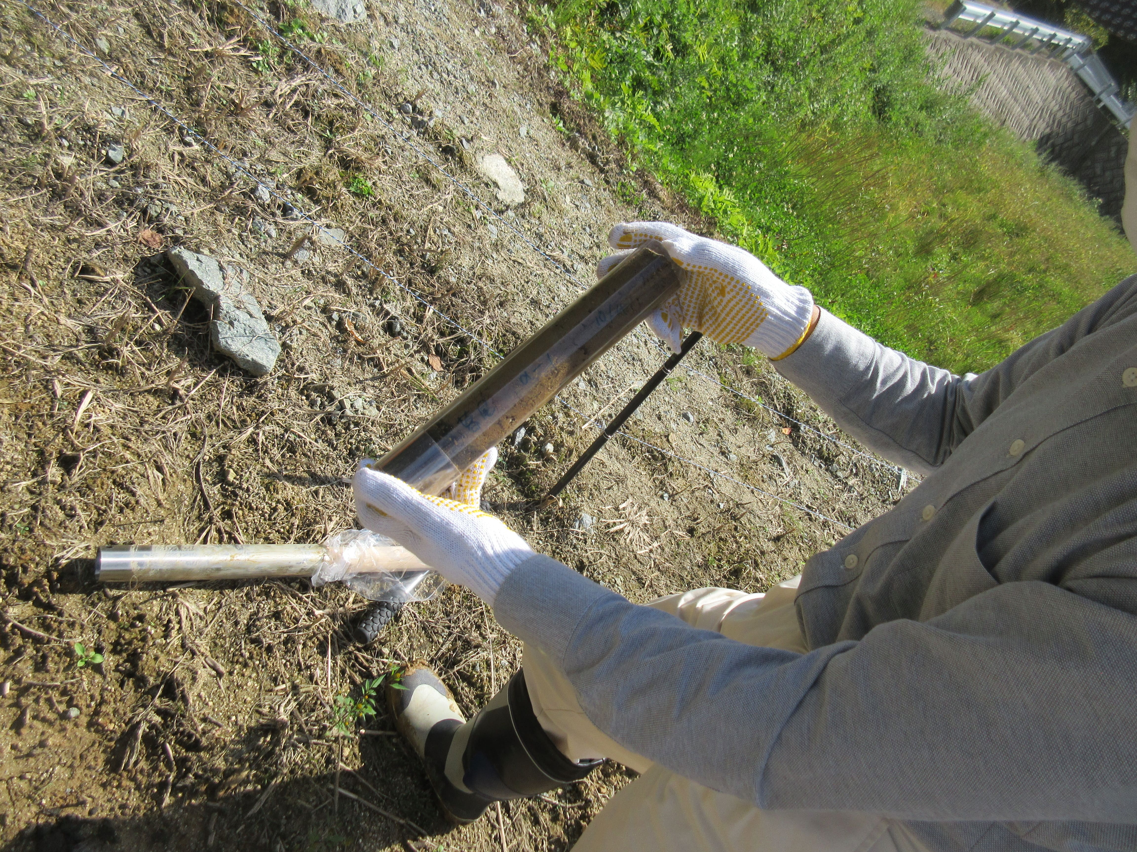 After digging the soil with a soil sampler